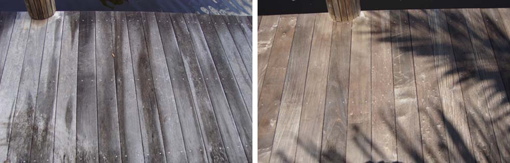 Wood deck before and after picture