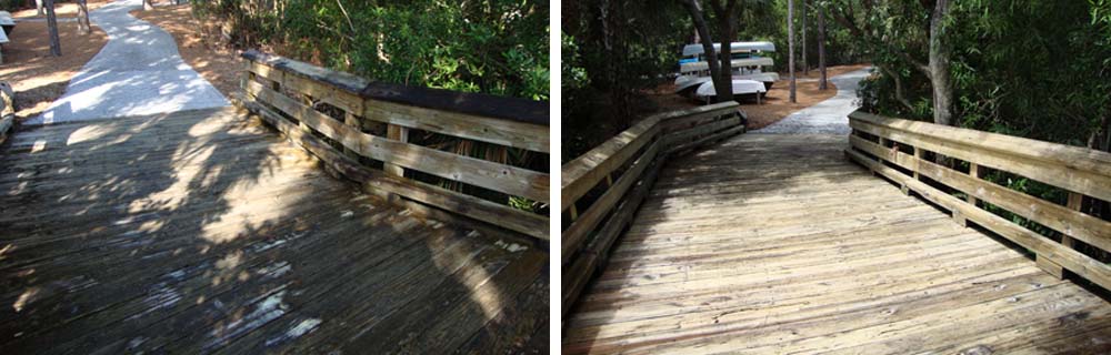 Commercial Wood Walkway before and after picture