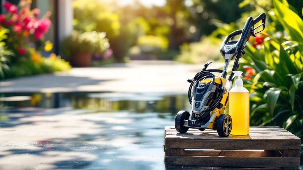 Outdoor cleaning equipment.